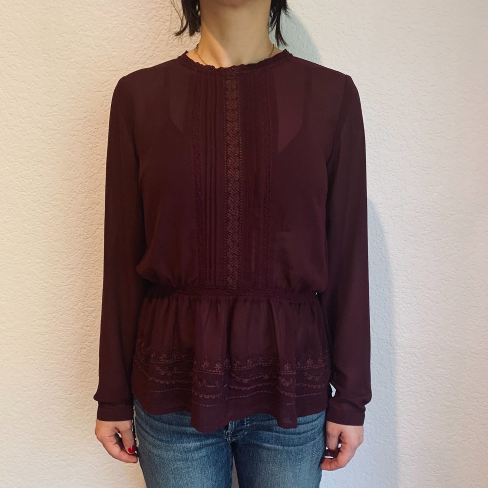 Forever 21 maroon chiffon blouse size M